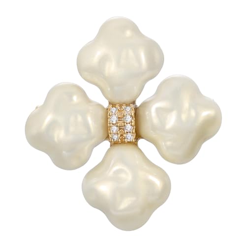 SHE'S FREE STYLE JUST FOR YOU Four-leaf clover Brooch for women, Elegant Pearl brooches and pins with Copper pin, French geometric design, cubic zirco