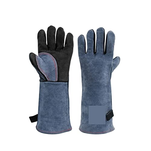 Gants de soudage for le soudeur un barbecue Cuisine Poêle La ponction de ponction résistant à 1,3 mm d'équipe de protection en cuir d'épaisseur, Accessoires de soudage(2 Pairs)