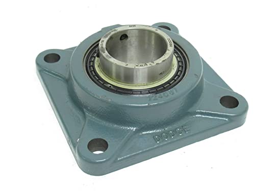 Dodge F4BSC203 Flange Unit, 4 Bolt Holes, Normal-Duty, Relubricatable, Non-Expansion, Cast Iron, Setscrew Locking Inner Ring, Inch, 2-3/16
