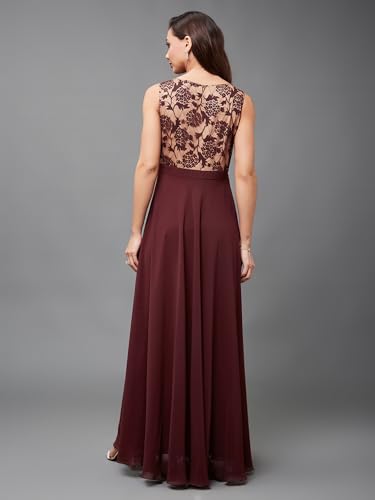 Miss Olive Women's Georgette Fit and Flare Maxi Dress