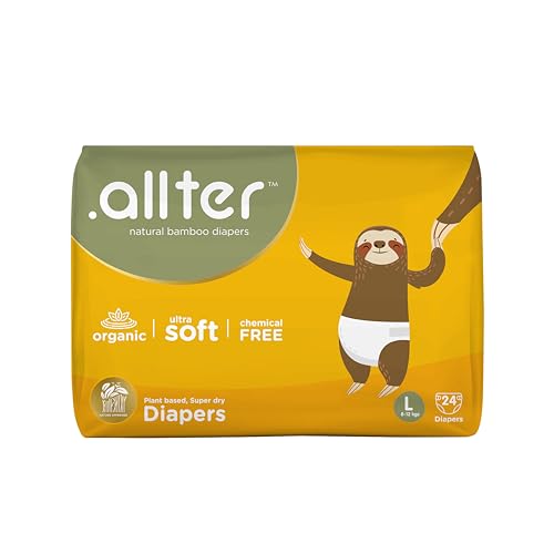 Image of .allter Organic Bamboo Baby Diapers L Size, 7-12 kg| 24 Count (Pack of 1)|Dermatest Certified |Super Dry, Quick Absorb, Taped Style, Ultra Soft Diapers