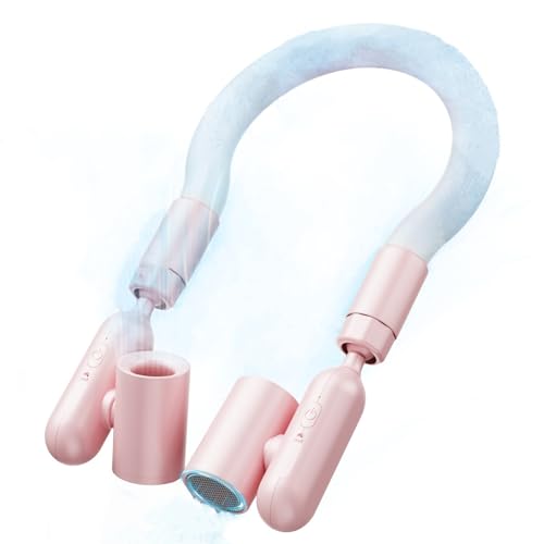 muriciter Portable Personal Neck Cooling Fan: Neck Fans Blowing Cold Air - USB Rechargeable Wearable Personal Cooler with 6000mAh Battery for Travel Outdoor Activites Home Office Men Women (pink)