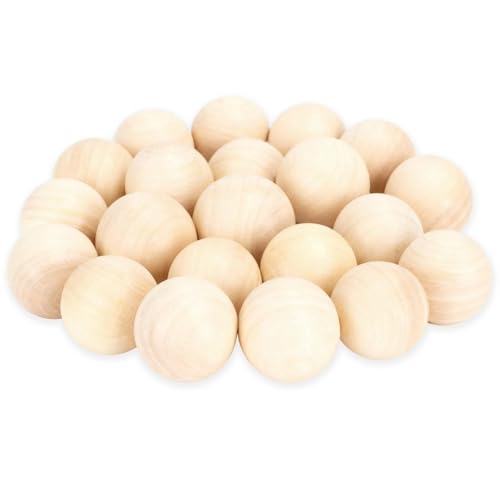 JcvPot 20 St&uuml;ck Holzkugeln 30mm Ohne Loch, Runde Nat&uuml;rliche Holzperlen Zum Basteln, F&uuml;r DIY Schmuckherstellung Und Heimdekoration, Runde Holzkugeln 30mm