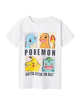 Name IT Camiseta para niño Pokémon, Blanco Brillante, 110 | Ya disponible en tu tienda friki favorita! En mundofriki.es!