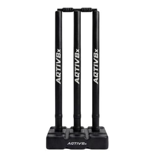 Image of Plastic Cricket Wicket Set Full Size with 1 Base, 2 Bails & 3 Wickets (Black)