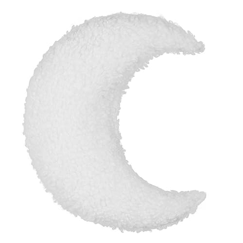 Image of JIKAL Star Moon Throw Pillow Soft Teddy Decorative Cushion for Room Cozy Fluffy Shaped Home Decor Insert Included