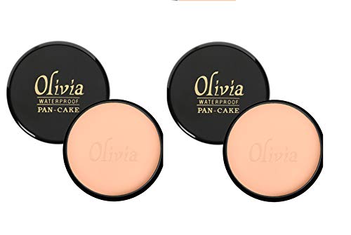 Image of Olivia Waterproof Almond Dust Makeup Cream Concealer Pan Cake (25G, Shade No.26) - Pack Of 2 Shimmering Finish - Medium, All Types
