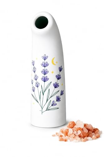 Himalayan Natural Salt Inhaler Sleek & Slim Portable with Print Design Ceramic Body with Granular Salt - Easy to Carry in Purse