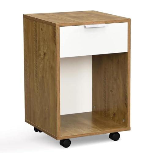 Image of TEKAVO 120 x 60 CM Wide Computer Desk with Moveable Storage Cabinet, Office Table, Computer Desk with Drawer, Storage Area for Teenager's Room, Study, Modern Design - DIY