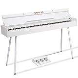 UISCOM 88 Key Weighted Home Digital Piano- Wooden Desk Electric Piano Transforms Between Desk and Vanity - Progressive Hammer-Action Keyboard, Perfect for Beginners with MIDI-White