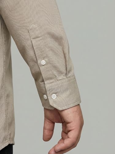 Image of Urbano Plus Men's Cotton Full Sleeve Regular Fit Solid Oxford Shirt with Button-Down Collar