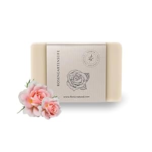 FLORIA Rozentuinzeep, zachte verzorging van gecontroleerde biologische plantaardige oliën, olijfolie, kokosolie, jojoba-olie, sheaboter en meer, voor haar, lichaam, gezicht en handen