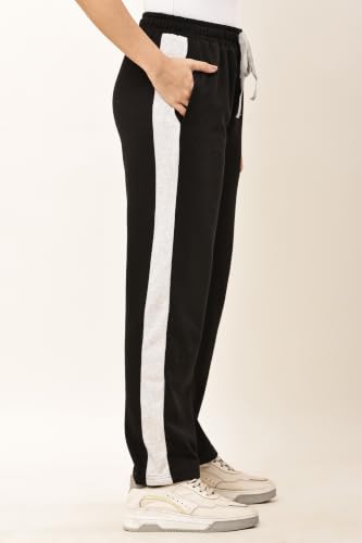 Image of Women's Loose Fit Track Pants - Polycotton Joggers with Elastic Waistband & Side Pockets | Lower Comfortable for Gym, Running & Casual Wear