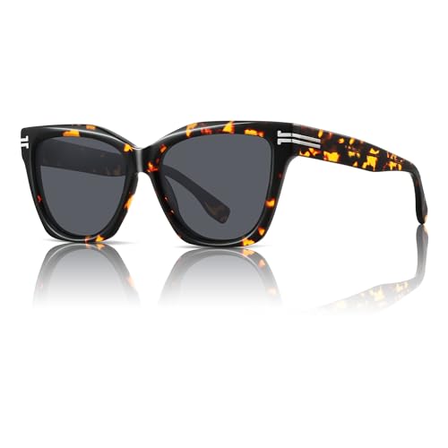 Polarized Square Sunglasses for Women, Acetate Womens Sunglasses UV400 Protection, Fashion Sun Glasses Trendy Shades