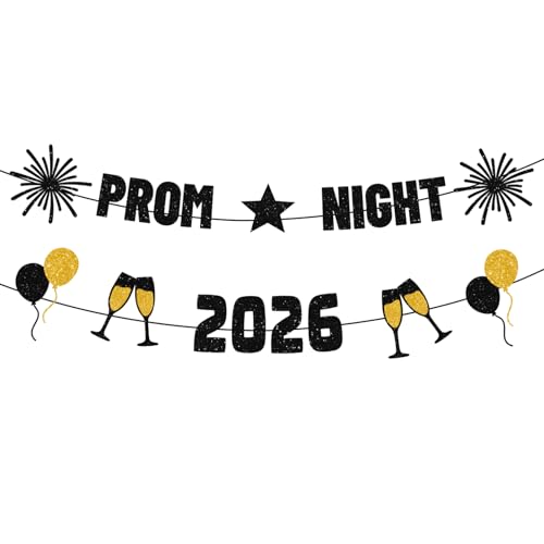 Lednica Bannière de bal 2026, décorations de remise de diplôme de classe de 2026, fournitures de fête de fin d'année, guirlande de fanions à paillettes...