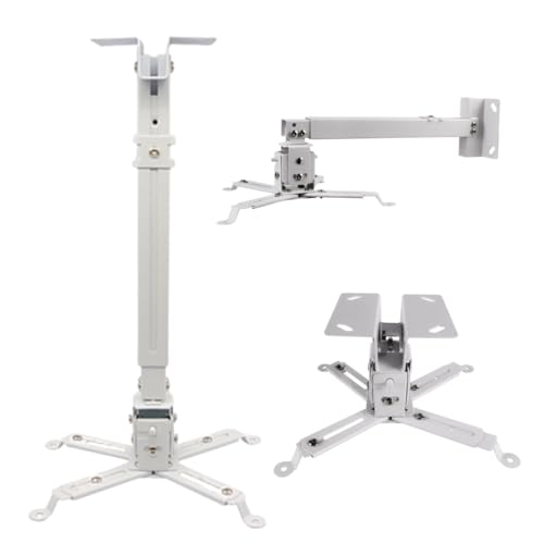 Suporte Projetor de Teto Parede Datashow Universal até 25kg Regulagem Altura Projetores Multimídia Marca MONOLO (Branco)