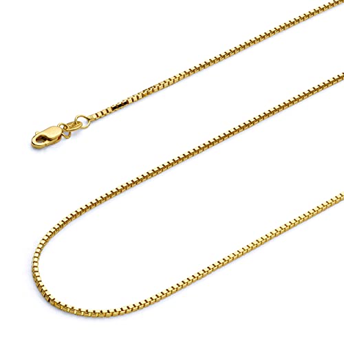 Wellingsale 14K Solid Gold Box Chains (Select Options)