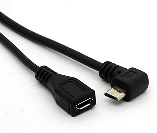 Angled Micro USB Y Splitter Cable OTG Power Enhancer Cord USB 2.0 A Female to 90 Degree Micro USB Male and Straight Micro Female On-The-Go Adapter (Micro Male 90Degree)