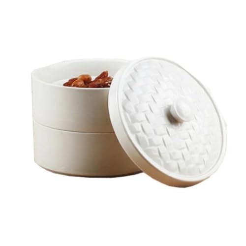 二段 せいろ セット 蓋つき セラミック せいろ 陶器 蒸し器 蒸籠 セイロ 蒸し かご せいろ 中華セイロ 中華蒸篭 中華蒸籠 点心 飲茶 小籠包 焼売 肉まん シュウマイ 蒸し料理 セイロ 調理 15.5cm