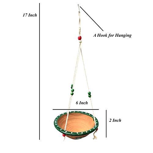 Image of JAINSONS PET PRODUCTS Hanging Outdoor Bird Feeder | Earthenware Bird Feeding /Watering Bowl for Birds Pack of 2