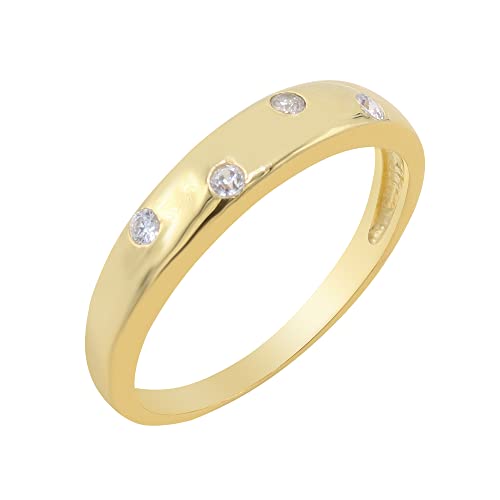 Bague alliance fine pour femme en argent 925 et oxyde de zirconium plaqué or jaune 18K