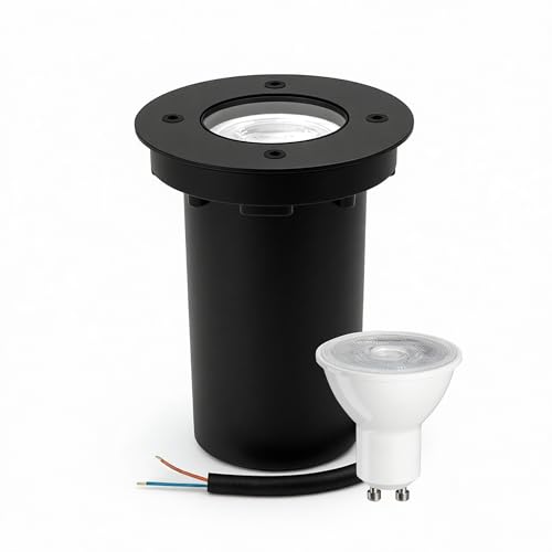 JNR Spot Encastrable Exterieur IP67 étanche 230 V, Spot LED Extérieur avec Ampoule LED GU10 5 W 3000K Blanc chaud, Spot Rond Encastrable Praticable Pour...