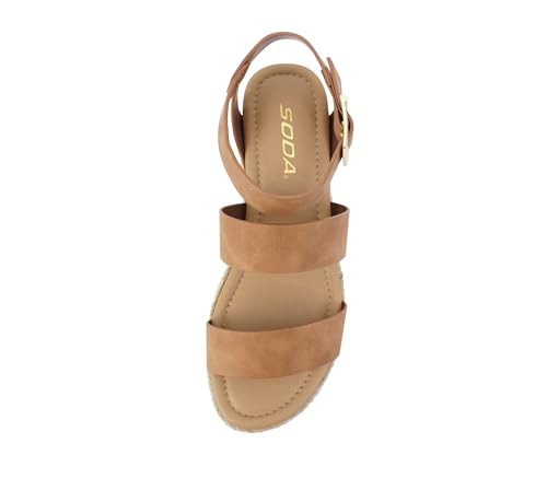 Image of Soda Bryce Espadrille Wedge Sandal with Open Toe Buckle and Ankle Strap