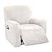 Extensible Se Détendre Housse Fauteuil Relax Complète, 1 Places Velours Relax Housse Fauteuil Housse De Canapé Doux Couverture Inclinable Housse Inclinable-Blanc