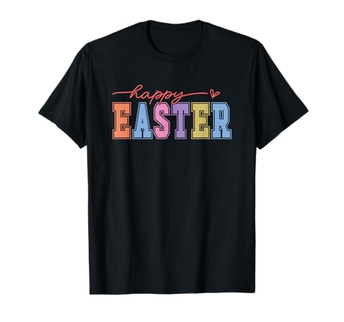 Feliz Pascua Coloridas Letras Pastel Camiseta