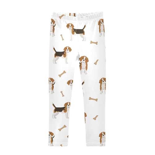 CaTaKu Girls Leggings Beagle Puppy Bone Leggings for Girls Kids Athletic Workout Yoga Pants Size 4-10T