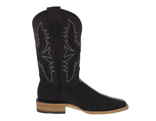 Texas Legacy Mens Black Cowboy Boots Stingray Row Stone Print Leather Square Toe2