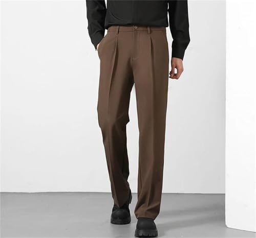 Men's Casual Business Elastic Waist Trousers Korean Style Slim Fit Black Gray Khaki Straight Pants Plus Size 6