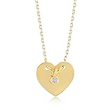 GELIN 14k Solid Gold Diamond Heart Necklace for Women
