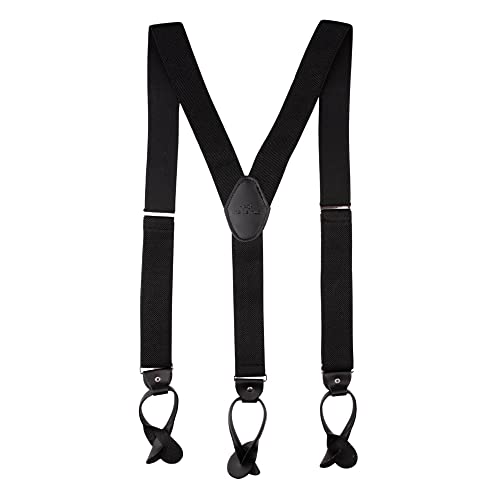 Image of The Tie Hub Button Suspenders for Men | Gentry Button-On Y-Back Elastic Braces | Adjustable 1.25 Inch | Formal Wedding