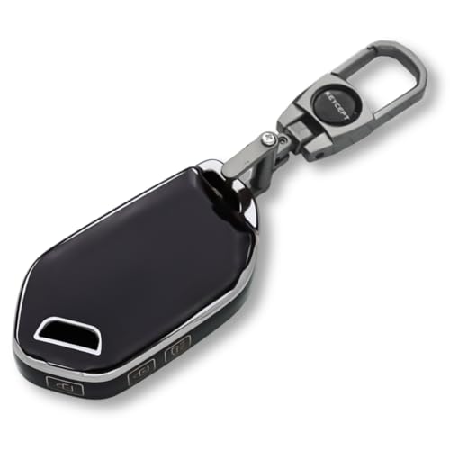 Image of KEYCEPT Silver Line TPU Key Cover Compatible with Ki-a Sy-ROS, EV6, EV9 4 Button smart Key with Keychain (Type 2, Black)