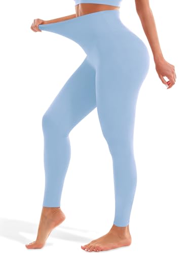 Blue Breath Leggings for Women High Waisted Buttery Soft Full Length Yoga Pants Non See Through Light Tummy Control Athletic Pants