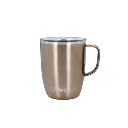 S'well Mug with Handle, Pyrite, 350ml. Vacuum Insulated Stainless Steel Travel Mug with Handle