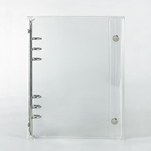 Classeur A5 à 6 Anneaux Rechargeable - Cartable Transparent en PVC, Organisateur pour École, Bureau et Études (185x230x25 mm)