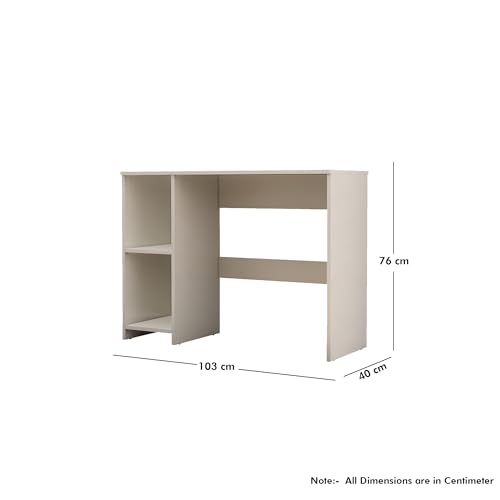 Image of Bniture Wooden Study Table for Home | Engineered Wood Study Table with 2 Storage Shelf | Multi Purpose Computer Desk for Writing & Study | Laptop Table for Study Room & Office | Frosty White