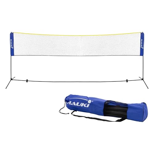 Hauki Badminton Netz, Tennisnetz 400 cm, Blau, H156 cm, Federballnetz Set inkl. 3X Federball,...