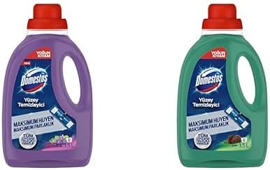 Domestos Yüzey Temizleyici Bahar Çiçekleri Maksimum Hijyen Tüm Yüzeyler için Yüzey Temizleyici 1500 ml ve Domestos Yüzey Temizleyici Yoğun Kıvam Çam 1500 ml