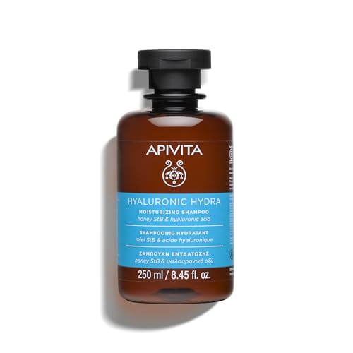 Apivita Hyaluronic Hydra Shampoo 250ml - Natural moisturizing shampoo with hyaluronic acid,and honey StB - Offers deep hair hydration, frizz control, hair breakage and split ends prevention