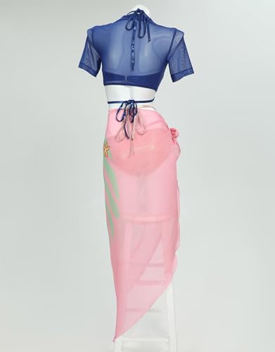 haikyuu Women Cosplay Swimsuit with Wrap Skirt Anime Two Piece Bathing Suit Halter Rave Swimwear3