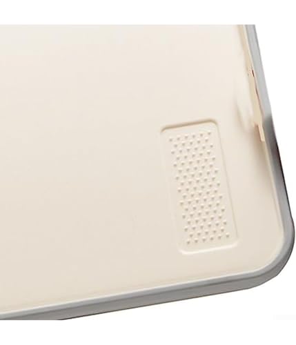 Planche à découper multifonction en plastique beige avec traitement antidérapant