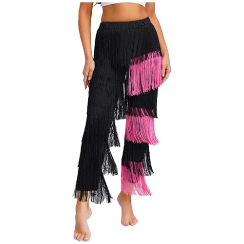 Pantalon de danse latine franges confort stretch pour samba rumba