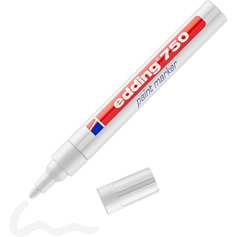 Edding 750 Paint Marker Pen - White Bullet Tip Cover