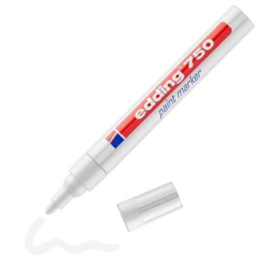 edding 750 marcador de tinta opaca - blanco - 1 rotulador - punta redonda 2-4 mm - para metal, vidrio, piedras o plástico - resistente al calor, permanente, no mancha, impermeable