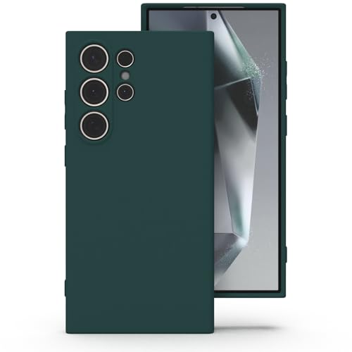 Zuvirelx Silikon Handyhülle für Samsung Galaxy S24 Ultra Hülle Weiches Griff Dünne Minimalistisch Stoßfest rutschfest Taschenpassend - Tiefgrün