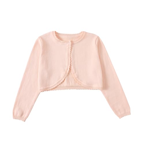Yealoo Bolero Strickjacke Bolerojacke für Kinder Mädchen Shrug mit Langen Ärmeln Baumwolle