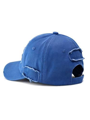 Image of Unisex Ripped Distressed Denim Ring Baseball Cap Hip Hop Vintage Dad Hat Adjustable